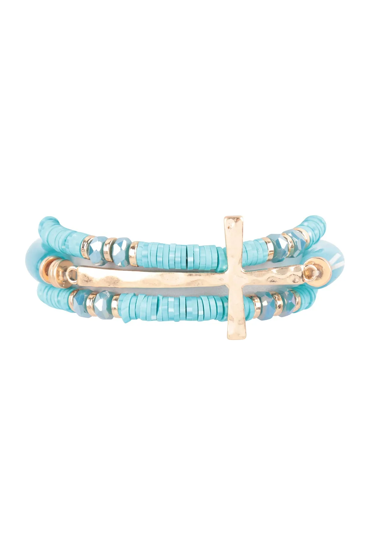 CROSS FIMO TUBULAR BEADS RESIN STRETCH BRACELET