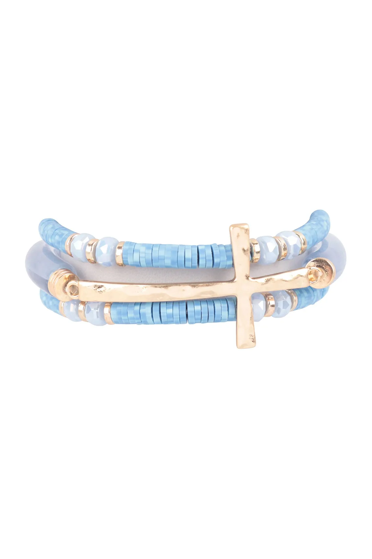 CROSS FIMO TUBULAR BEADS RESIN STRETCH BRACELET
