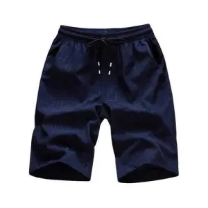Cross Line Print Drawstring Waist Bermuda Shorts - Deep Blue Xs