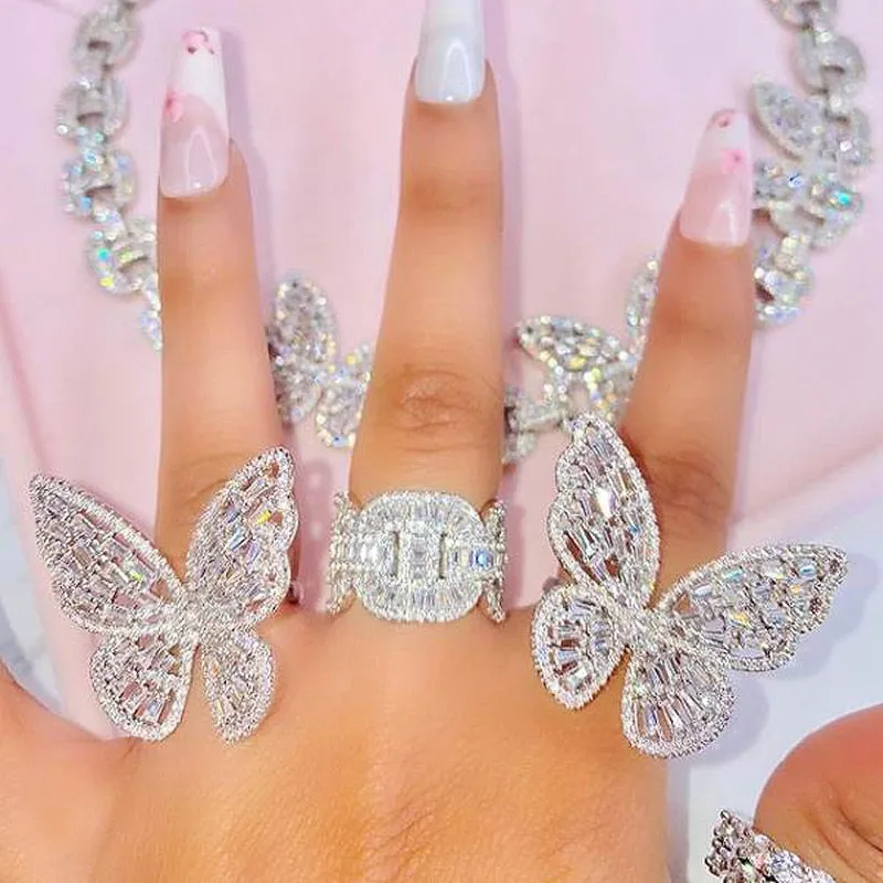 Cubic Zirconia Iced Out Bling Baguette Ring