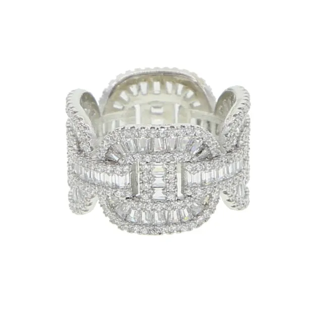 Cubic Zirconia Iced Out Bling Baguette Ring