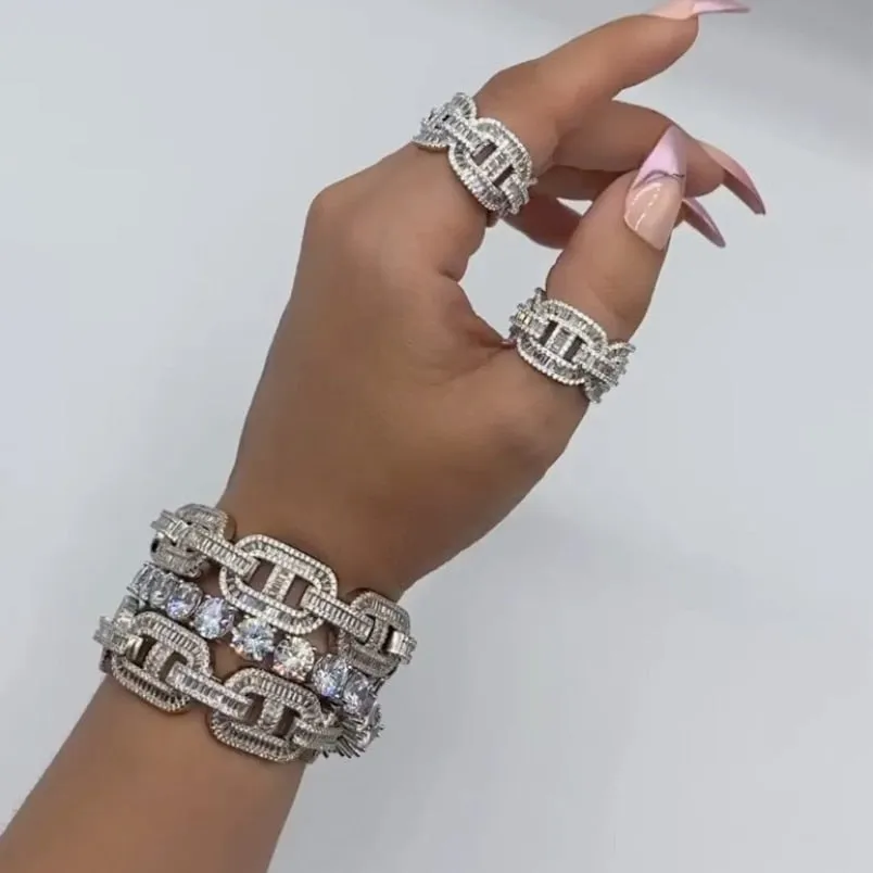 Cubic Zirconia Iced Out Bling Baguette Ring