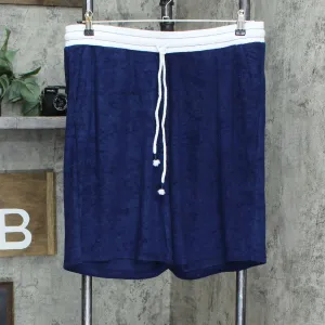 Cuddl Duds Women's Sun Baby Terry Shorts Navy Blue Large