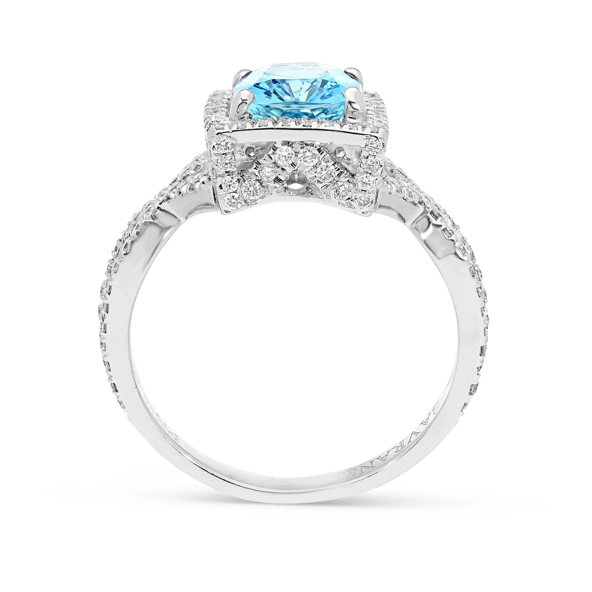 Cushion Cut Aquamarine Ring - 3 Carat