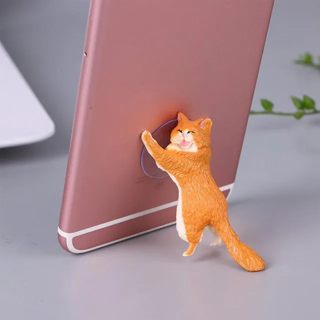 Cute Cartoon Cat Phone Holder Car Mount Sucker Bracket Universal for Sumsung Huawei LG iPhone X XS 8 7 6 gray