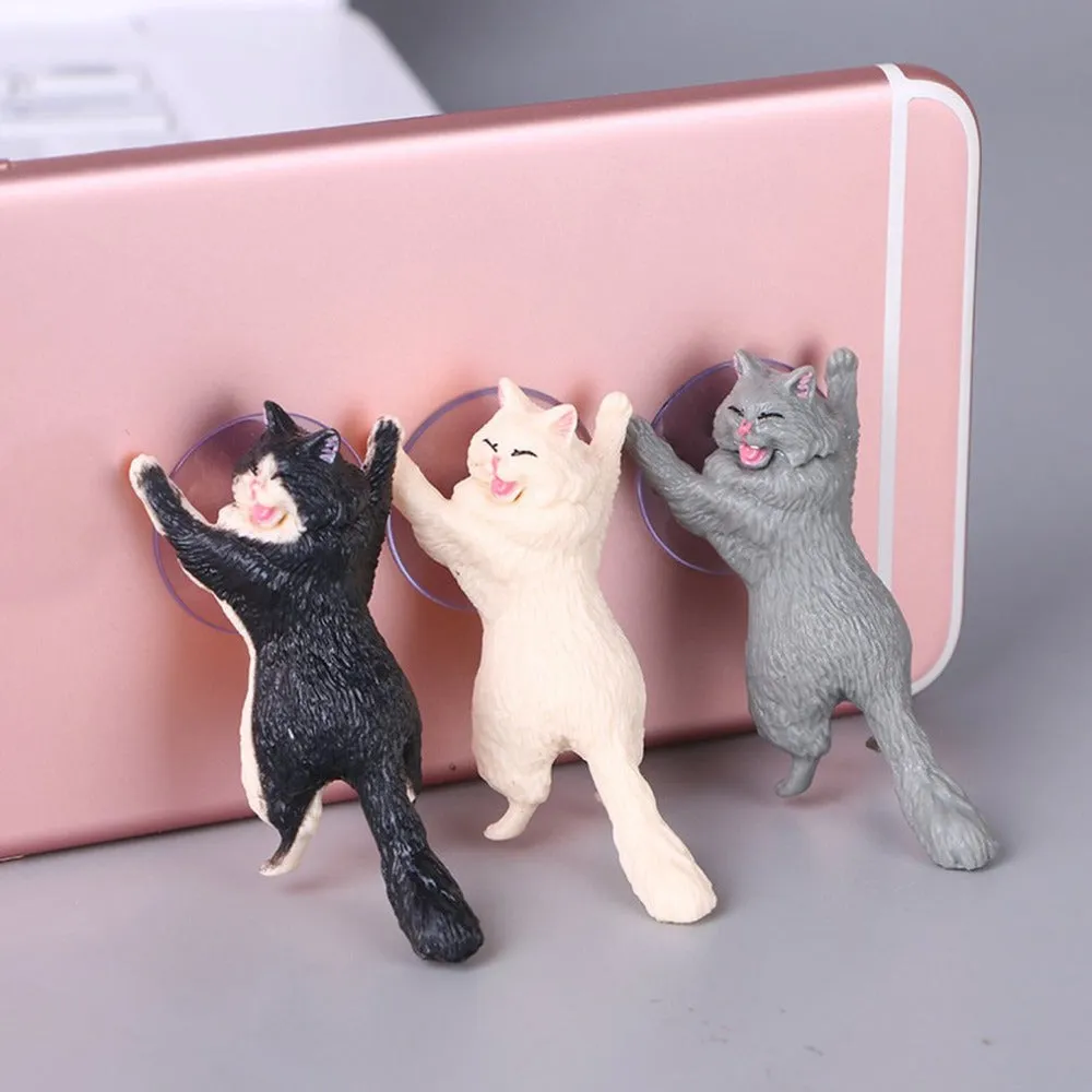 Cute Cartoon Cat Phone Holder Car Mount Sucker Bracket Universal for Sumsung Huawei LG iPhone X XS 8 7 6 white