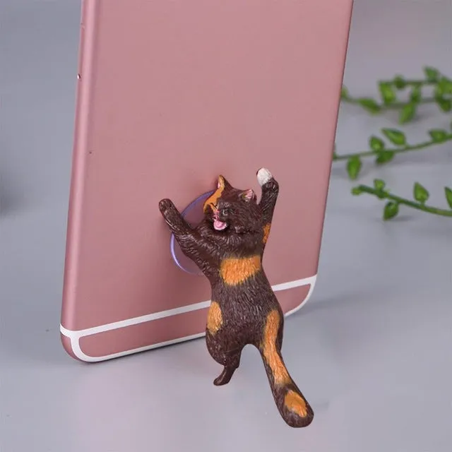 Cute Cartoon Cat Phone Holder Car Mount Sucker Bracket Universal for Sumsung Huawei LG iPhone X XS 8 7 6 white