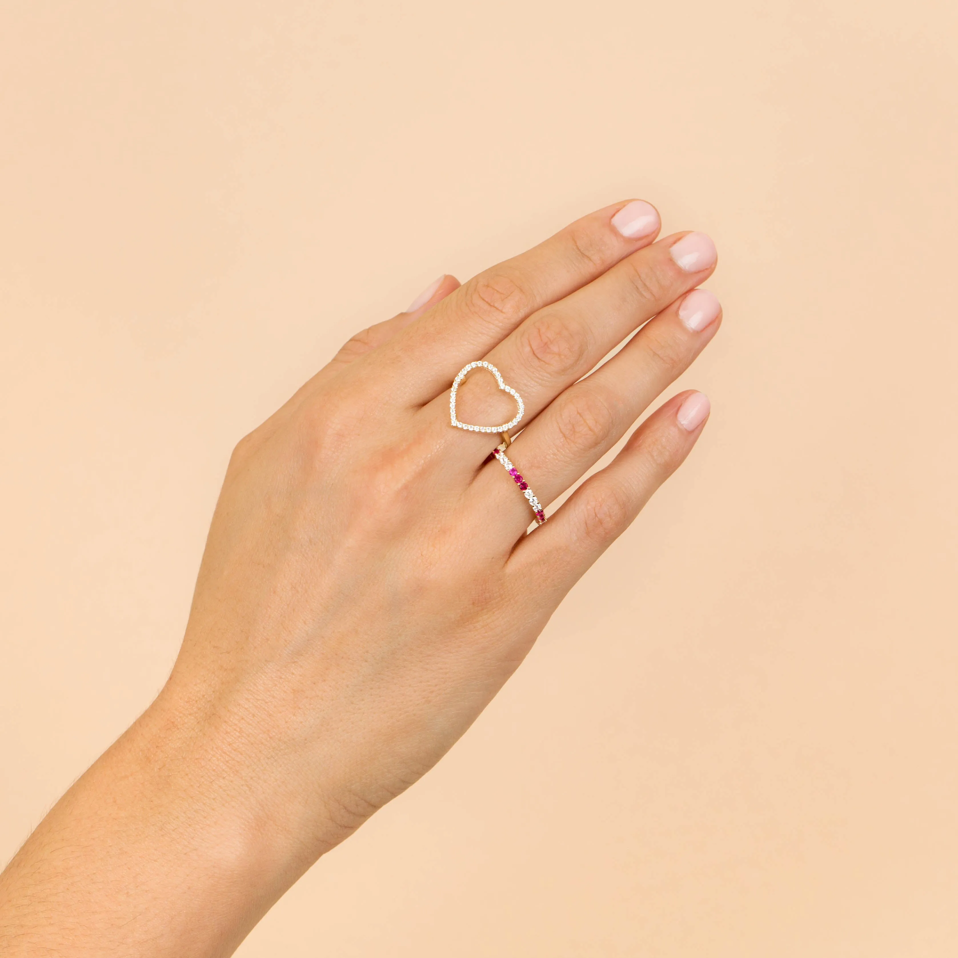 CZ Large Open Heart Ring