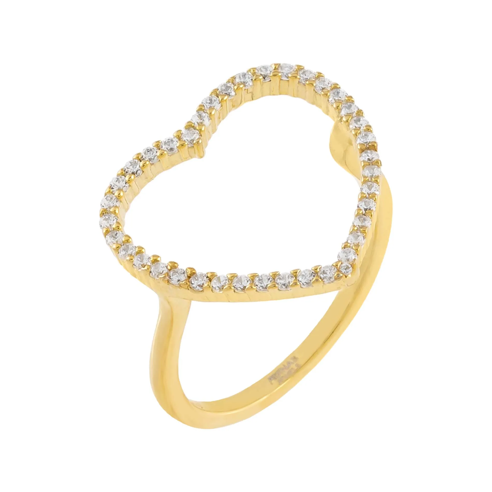 CZ Large Open Heart Ring