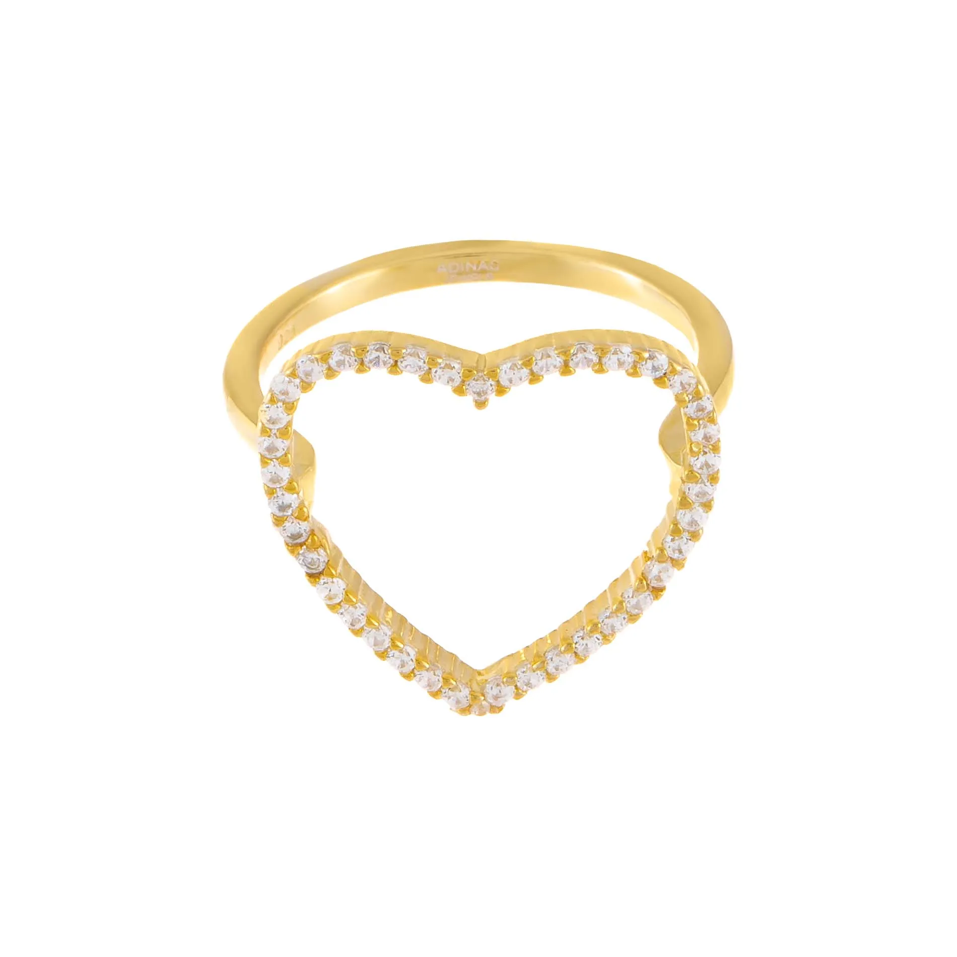 CZ Large Open Heart Ring