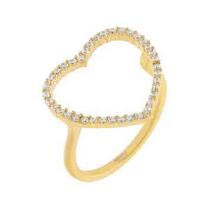 CZ Large Open Heart Ring