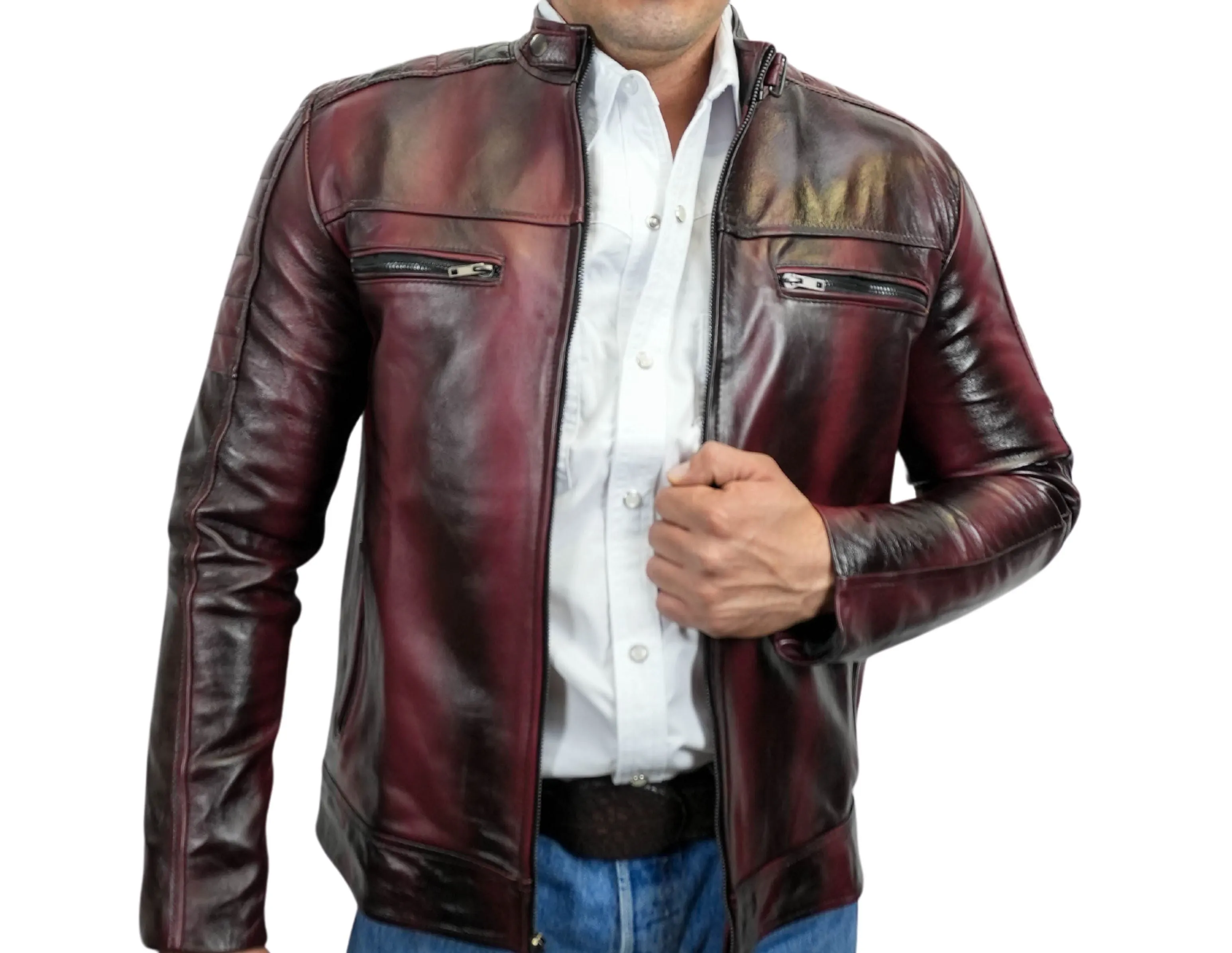 Dante Cherry Leather Jacket