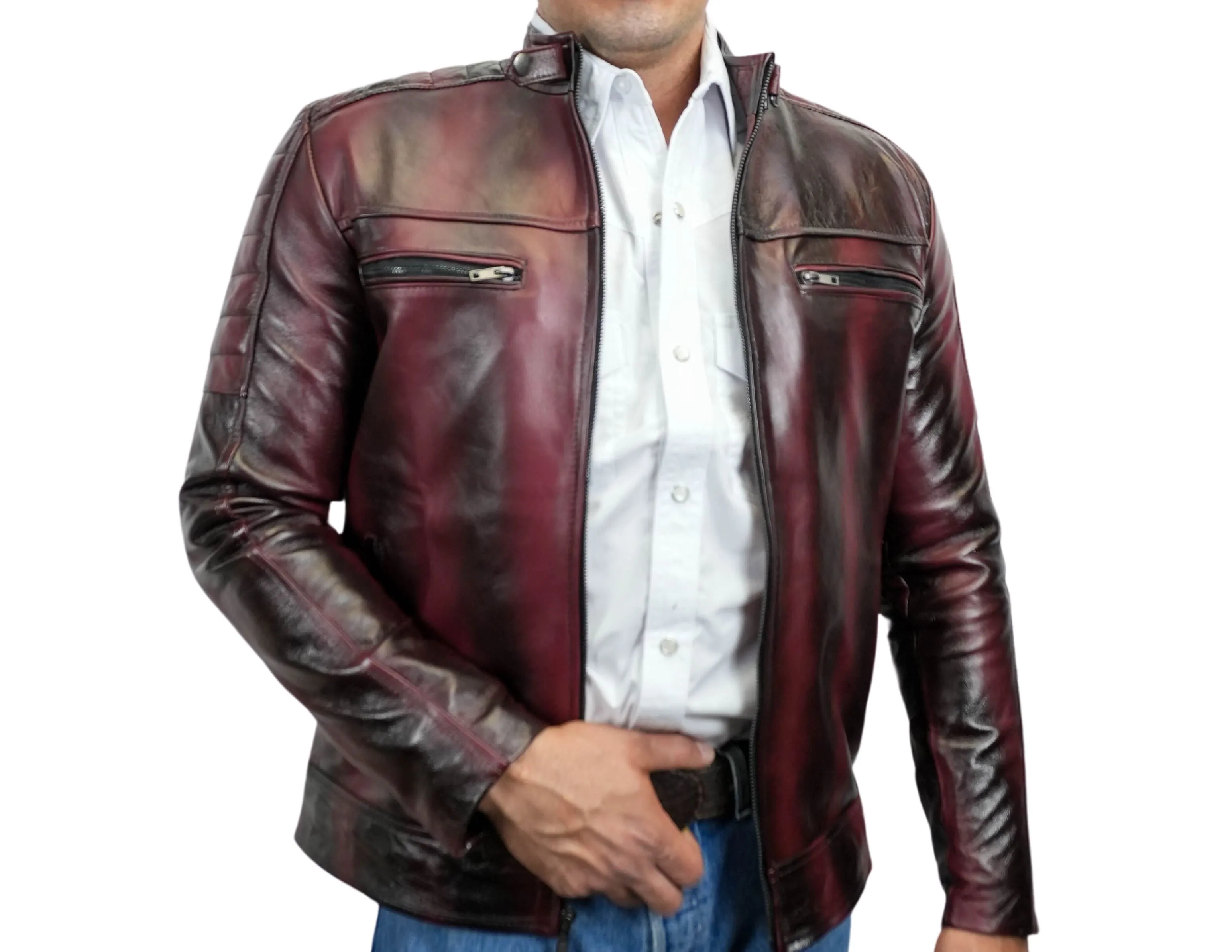 Dante Cherry Leather Jacket