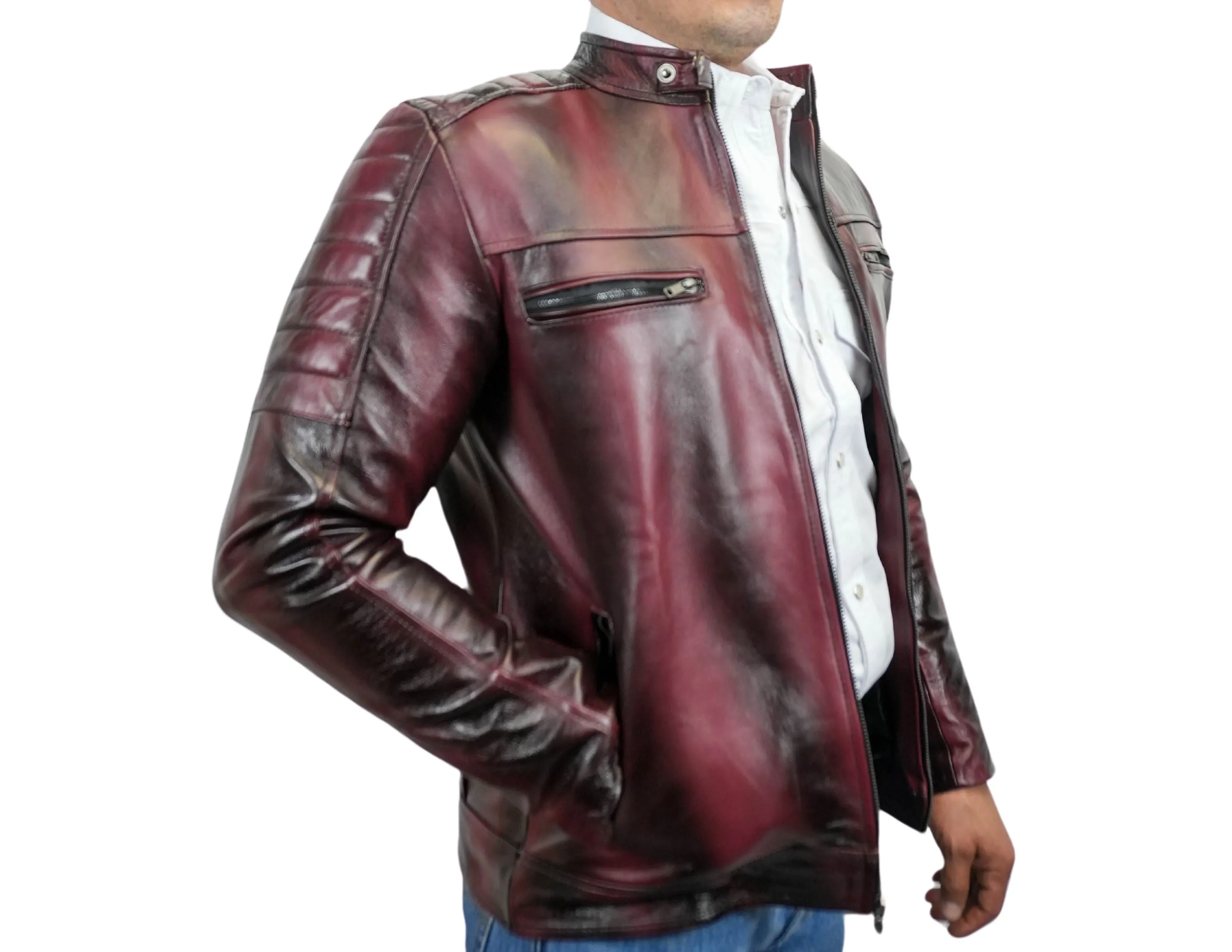 Dante Cherry Leather Jacket