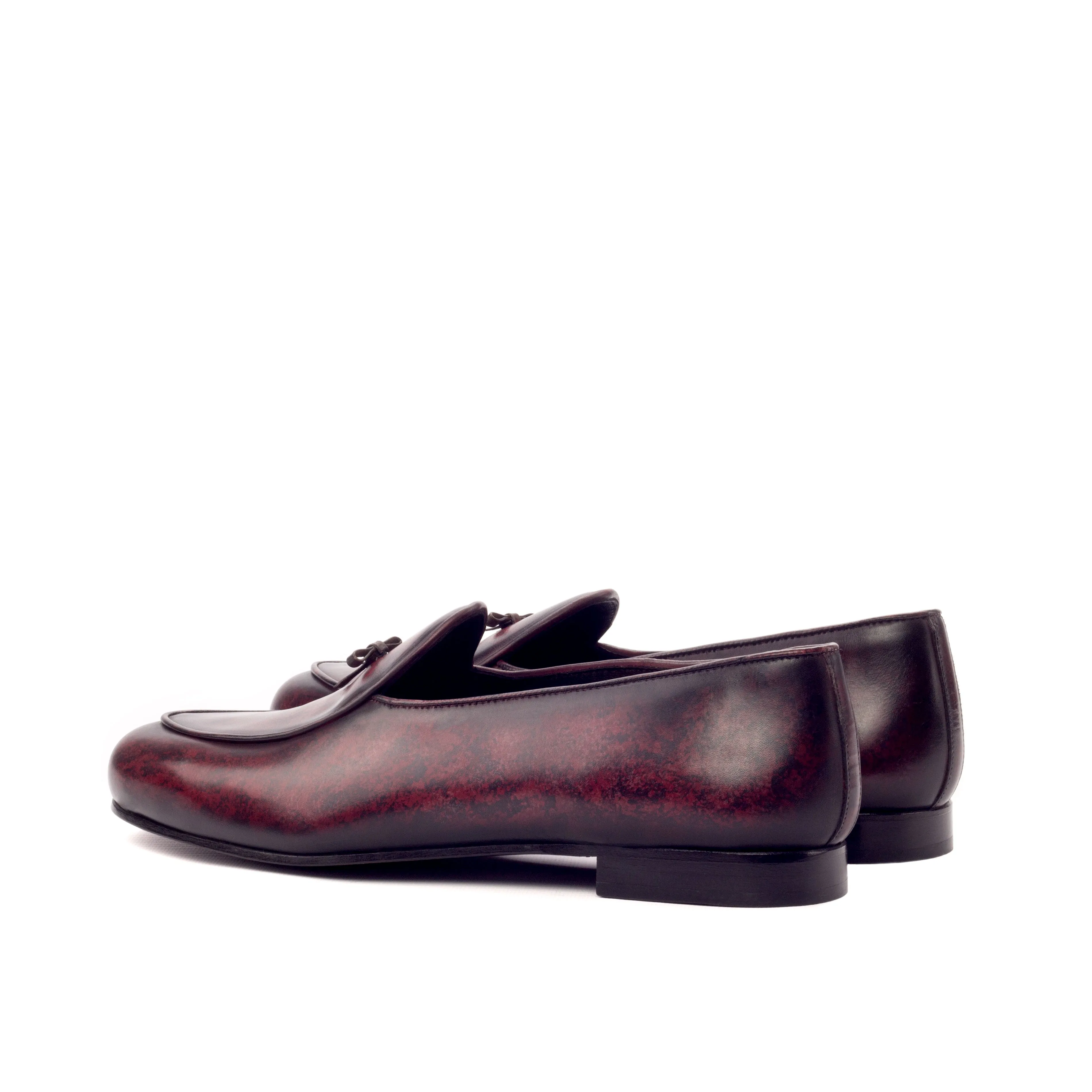 DapperFam Marcello in Brown / Burgundy Men's Hand-Painted Patina Belgian Slipper