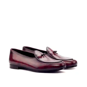DapperFam Marcello in Brown / Burgundy Men's Hand-Painted Patina Belgian Slipper