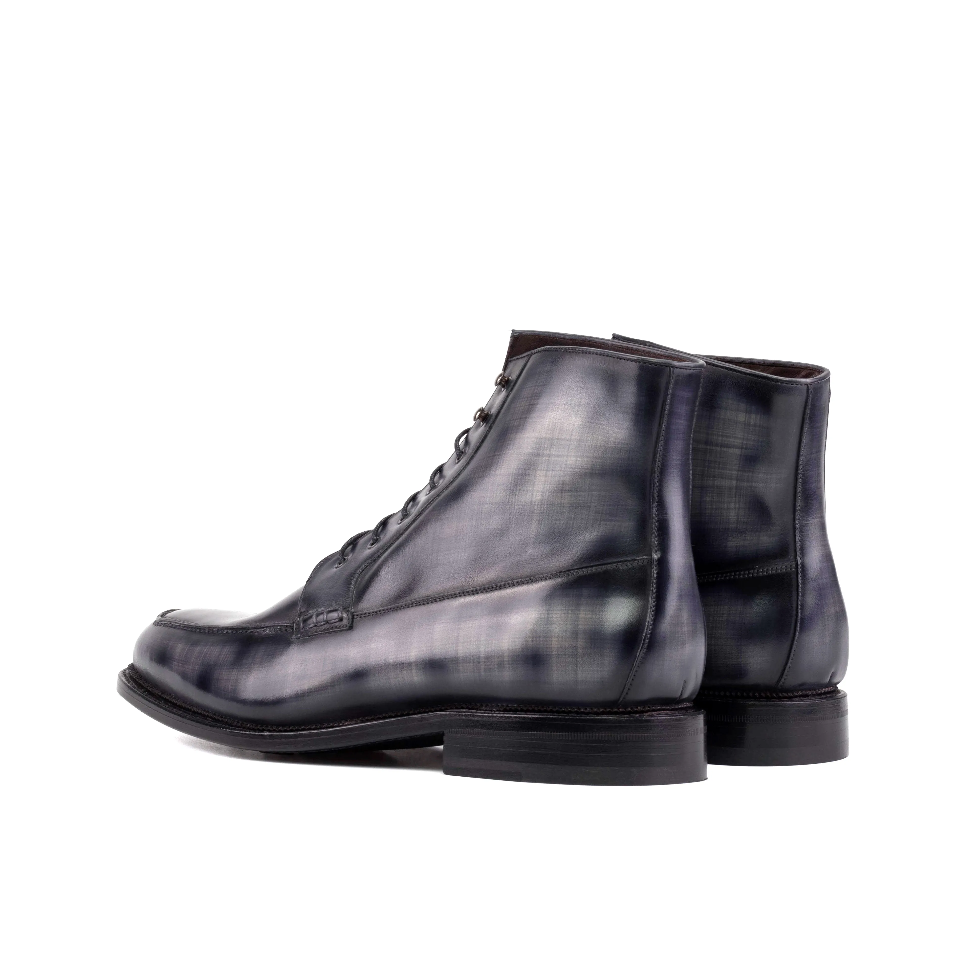 DapperFam Ryker in Grey Men's Hand-Painted Patina Moc Boot