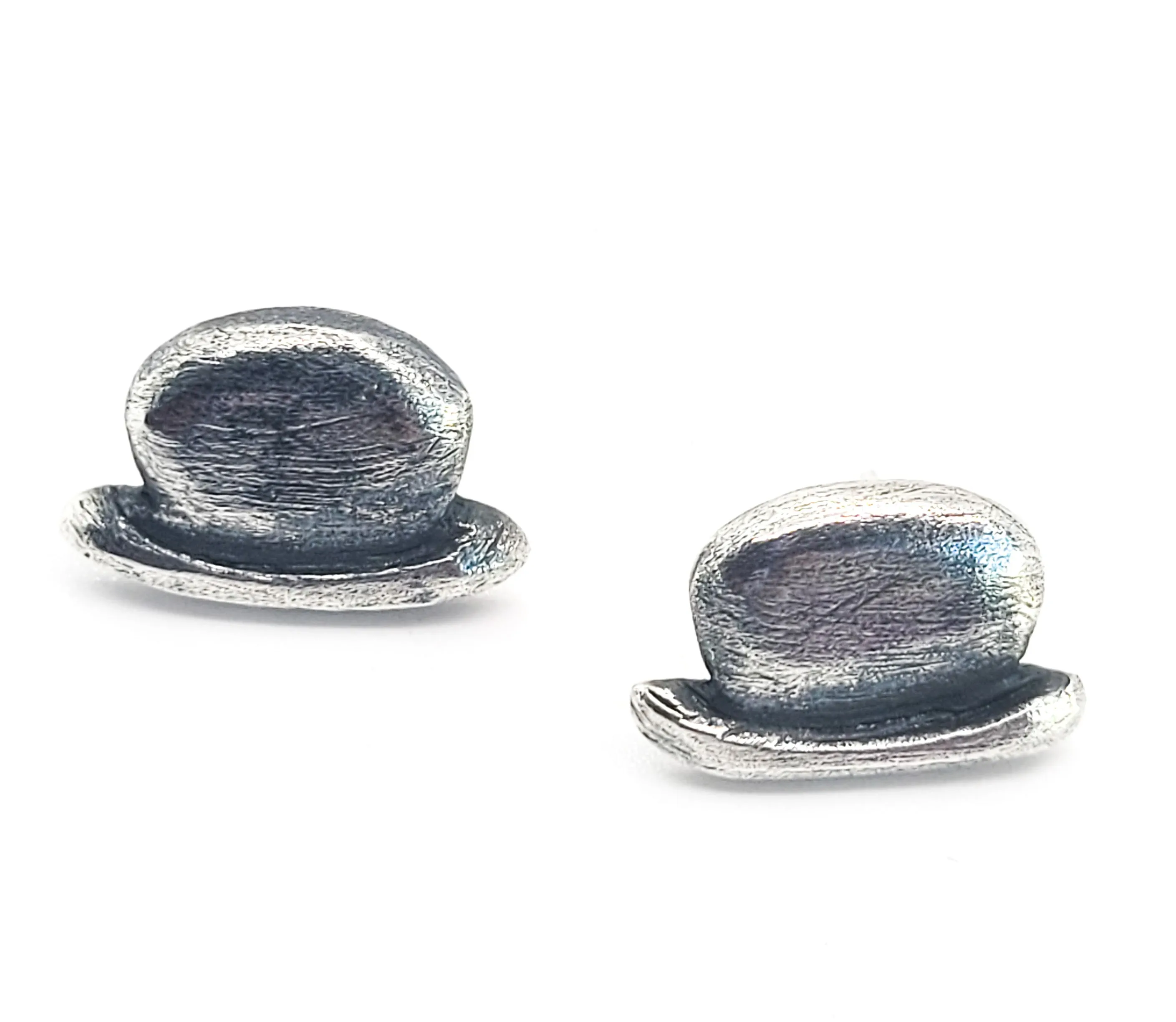 Darby bowler hat vintage detailed sterling silver stud earrings dapper