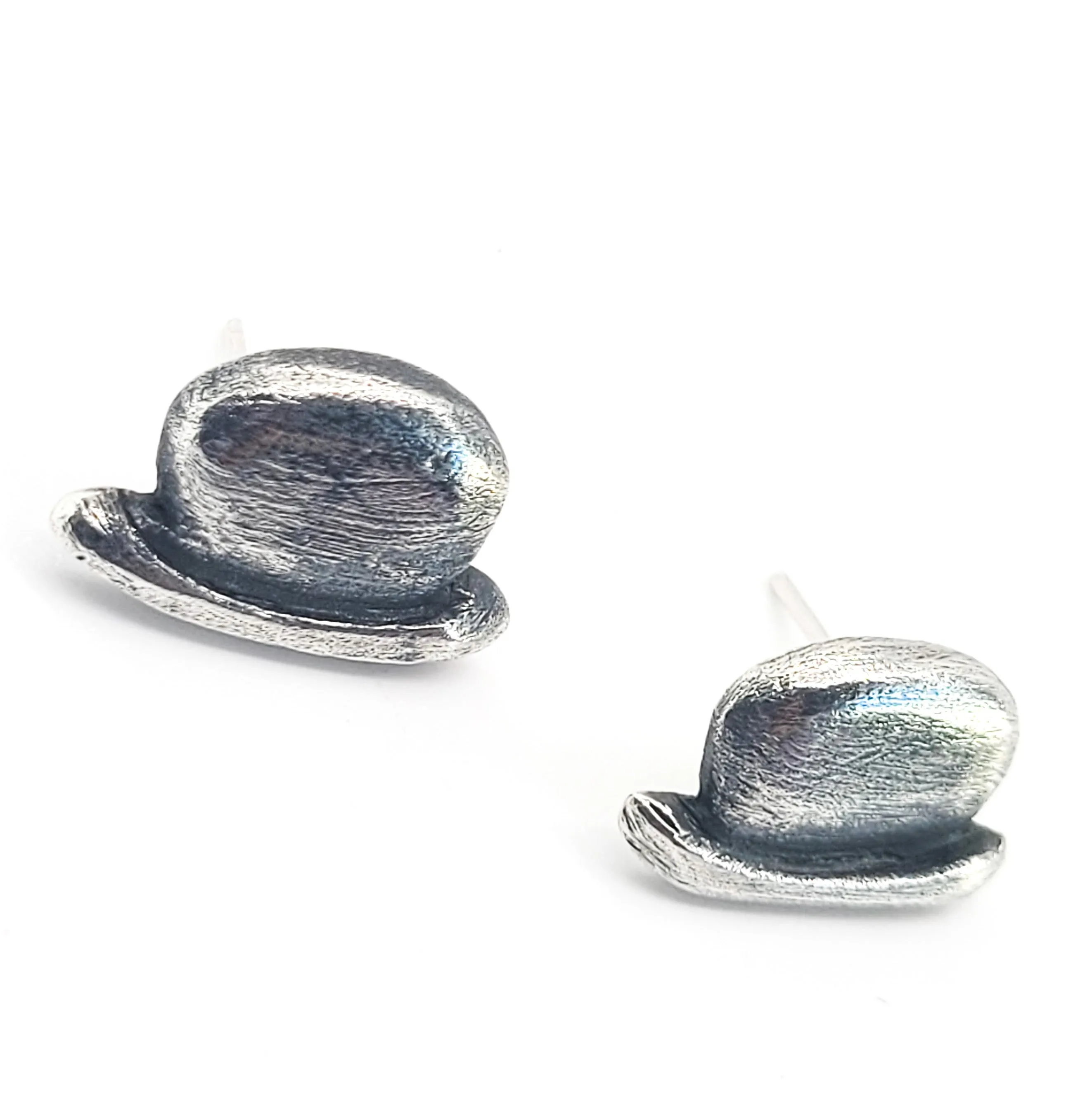 Darby bowler hat vintage detailed sterling silver stud earrings dapper
