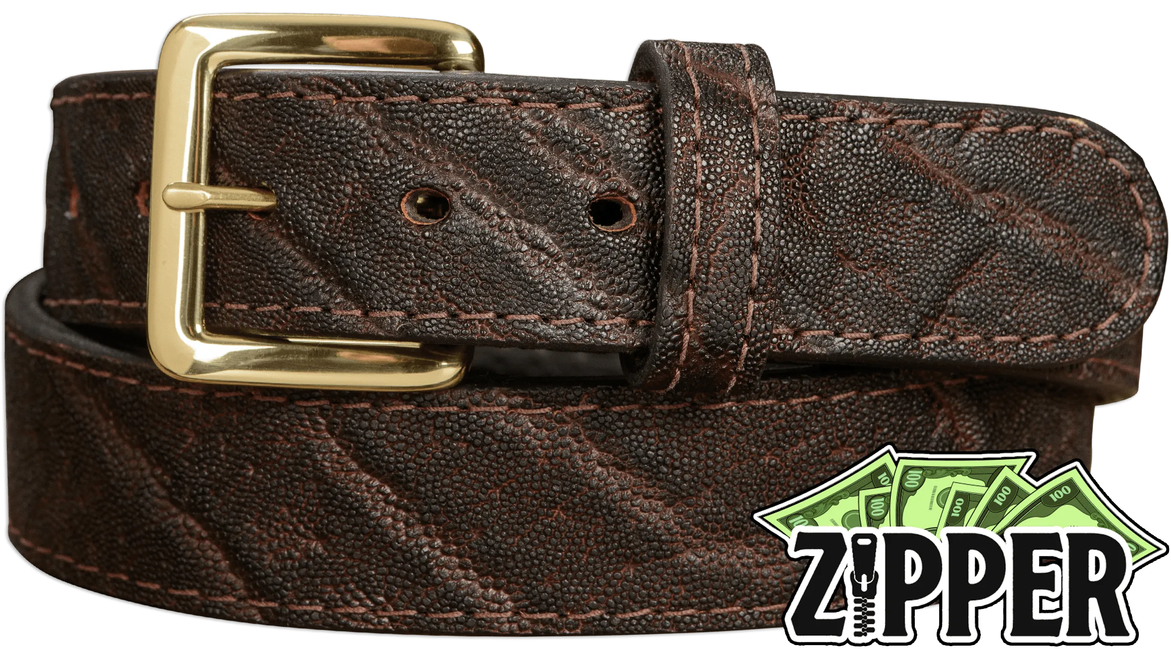 Dark Brown Elephant Money Belt With 25" Zipper