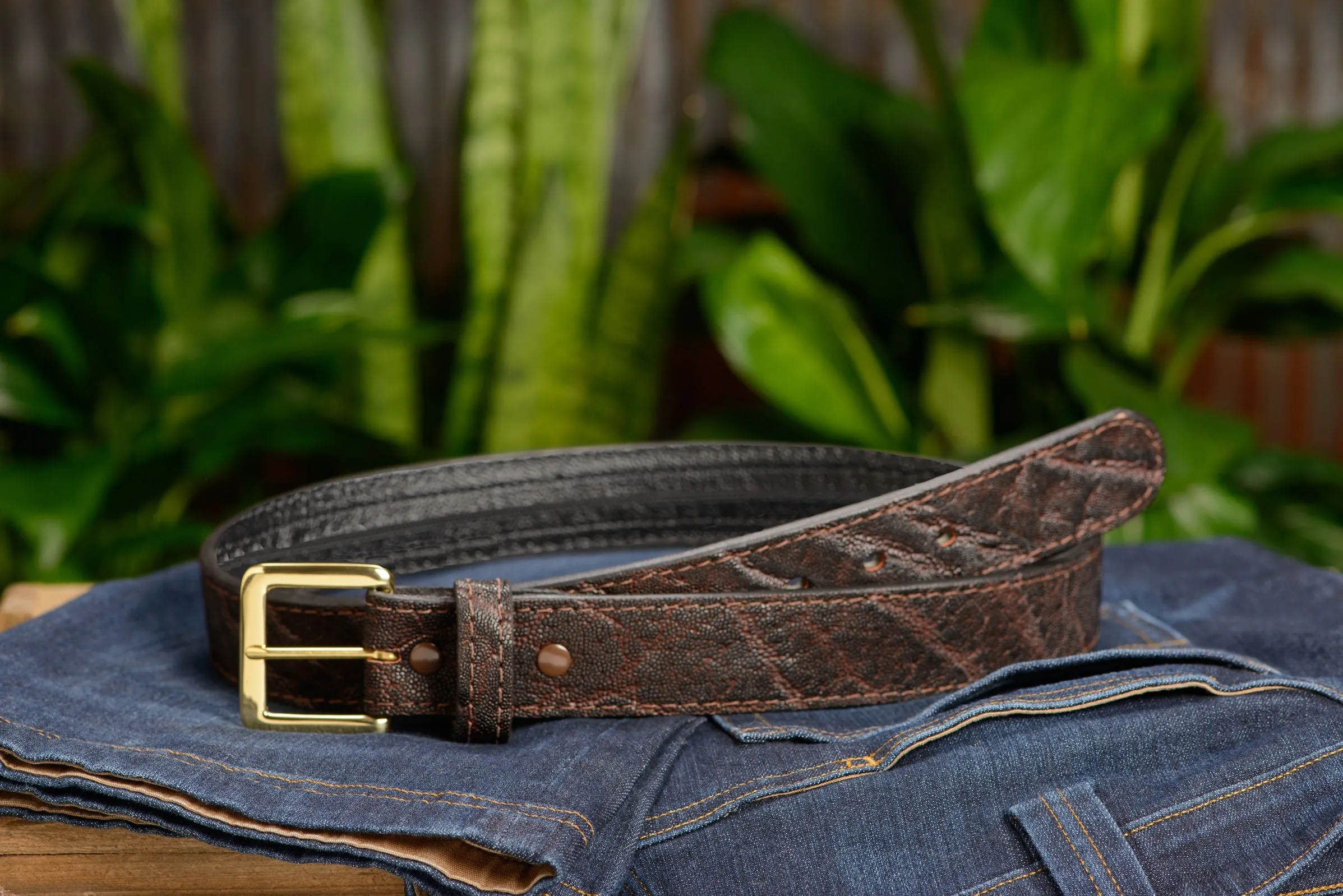 Dark Brown Elephant Money Belt With 25" Zipper