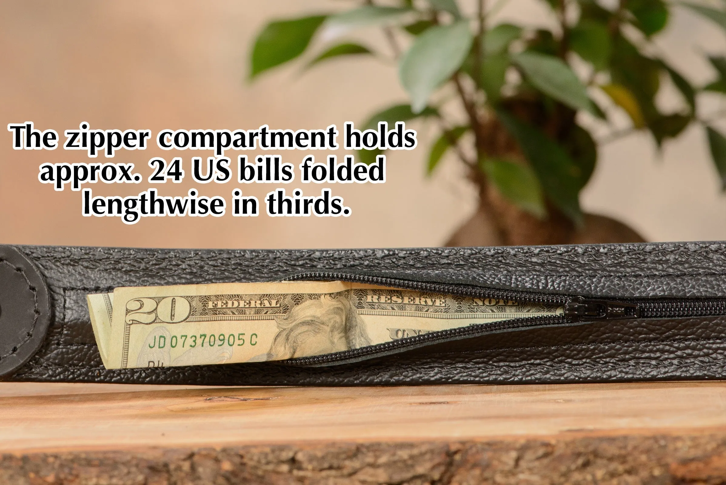 Dark Brown Elephant Money Belt With 25" Zipper