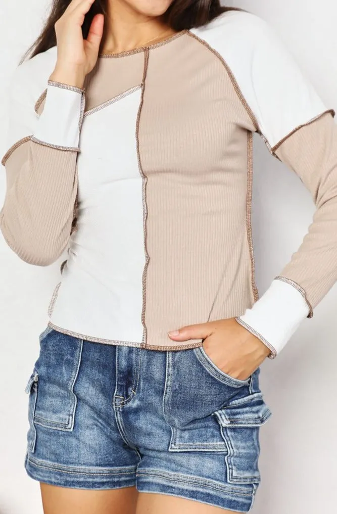 Debbie Color Block Exposed Seam Top - Online Exclusive