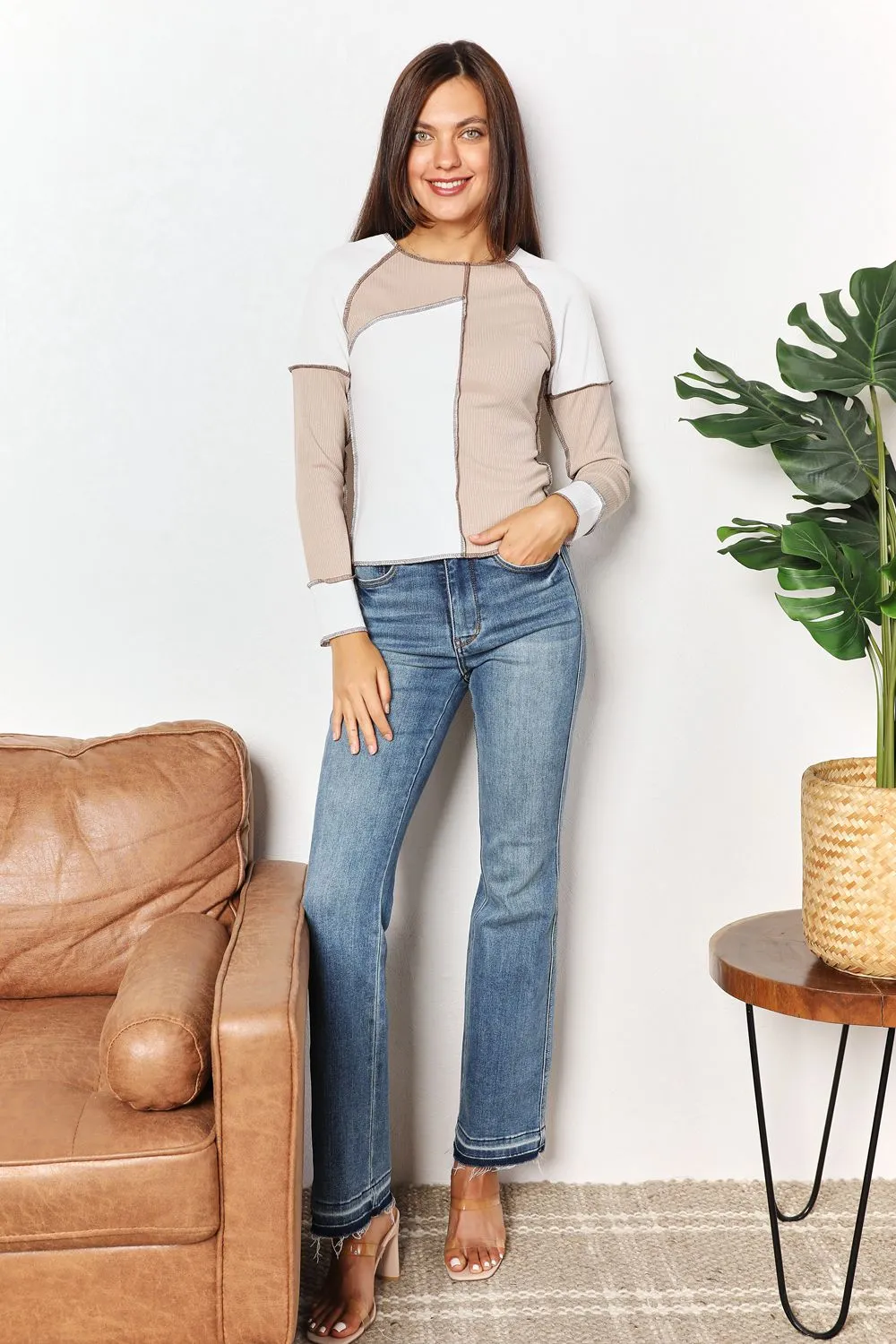 Debbie Color Block Exposed Seam Top - Online Exclusive