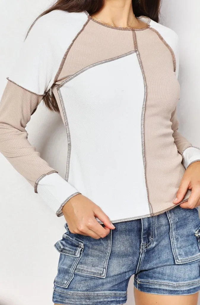 Debbie Color Block Exposed Seam Top - Online Exclusive