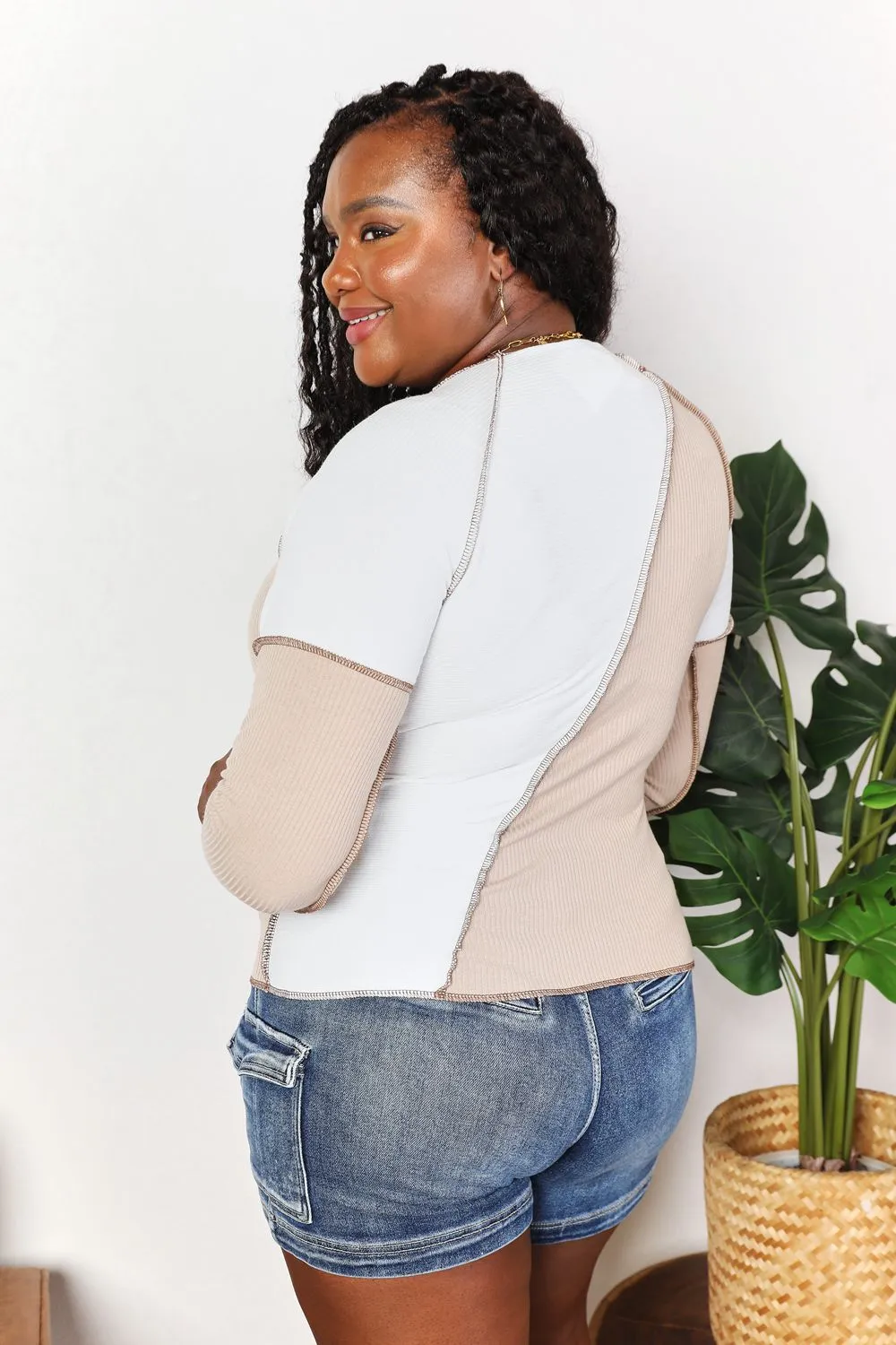 Debbie Color Block Exposed Seam Top - Online Exclusive
