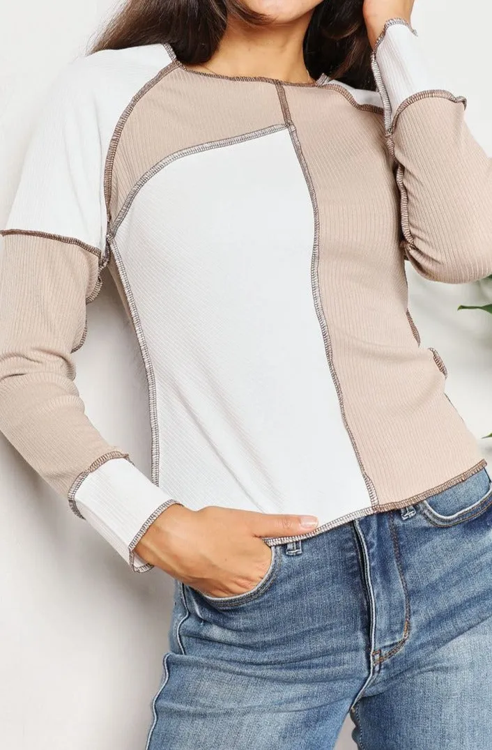 Debbie Color Block Exposed Seam Top - Online Exclusive
