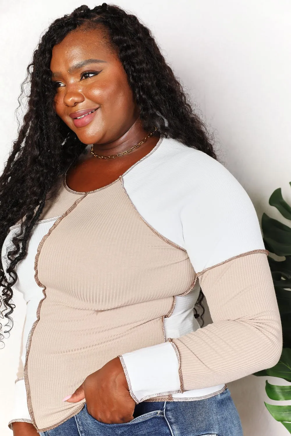 Debbie Color Block Exposed Seam Top - Online Exclusive