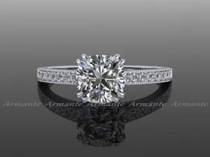 Diamond And Moissanite Engagement Ring 14K White Gold