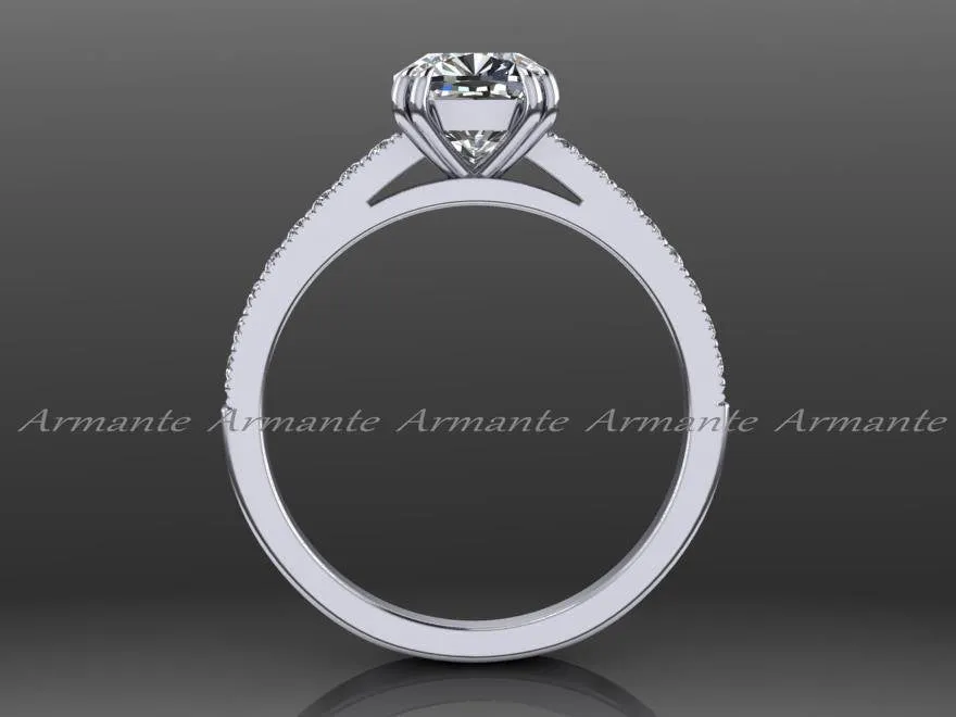 Diamond And Moissanite Engagement Ring 14K White Gold