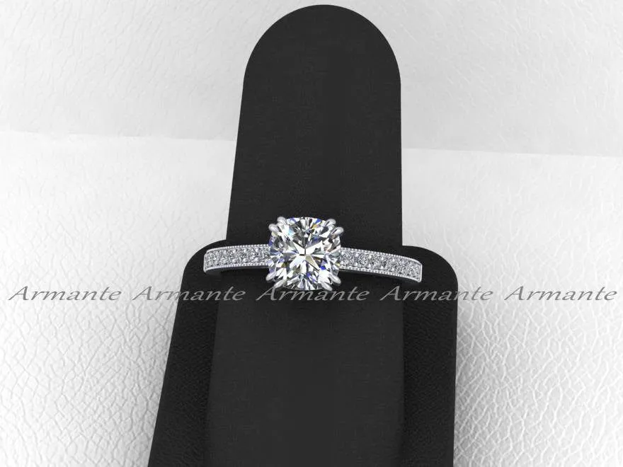 Diamond And Moissanite Engagement Ring 14K White Gold
