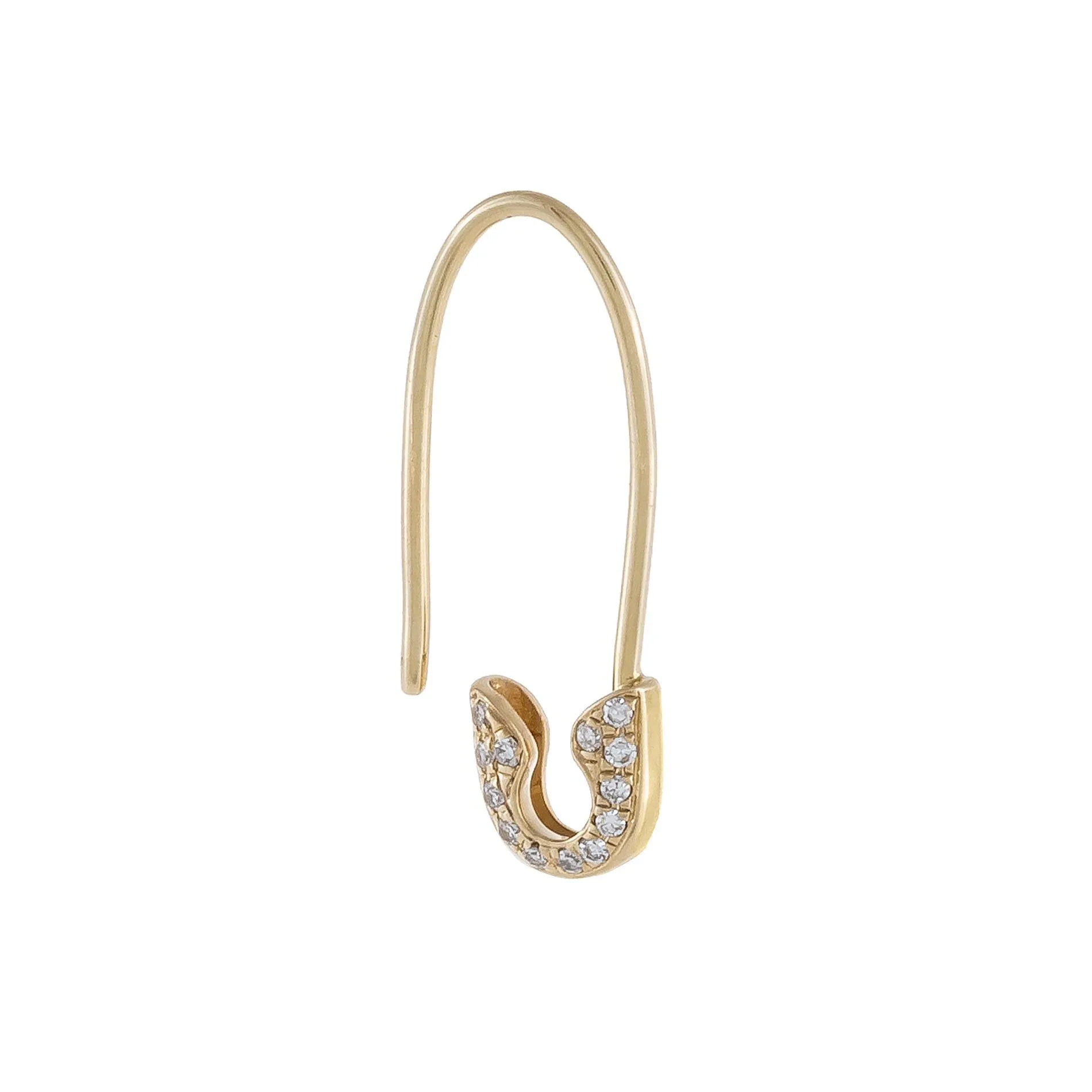Diamond Dainty Safety Pin Earring 14K
