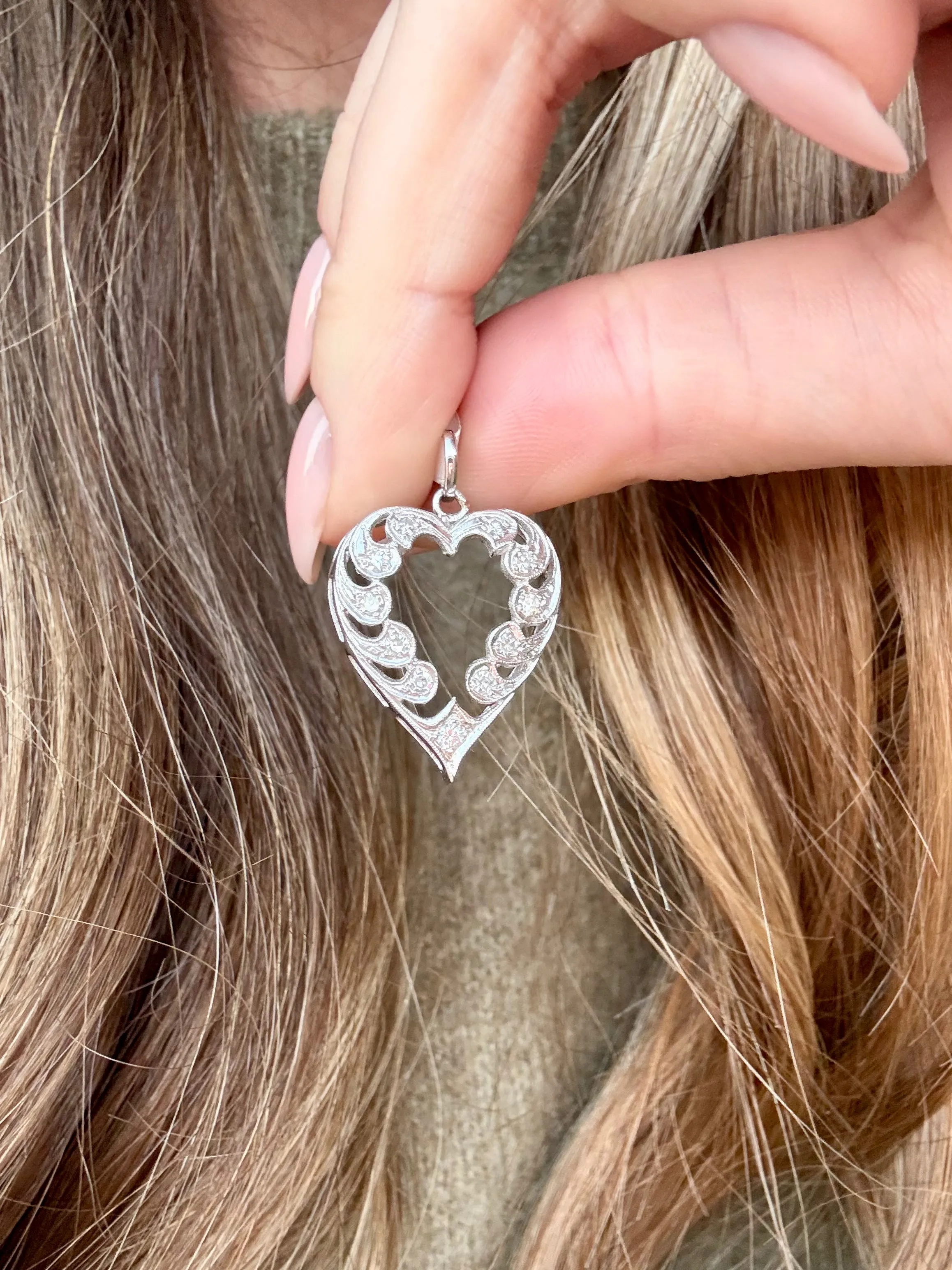 Diamond Heart Charm, 14k