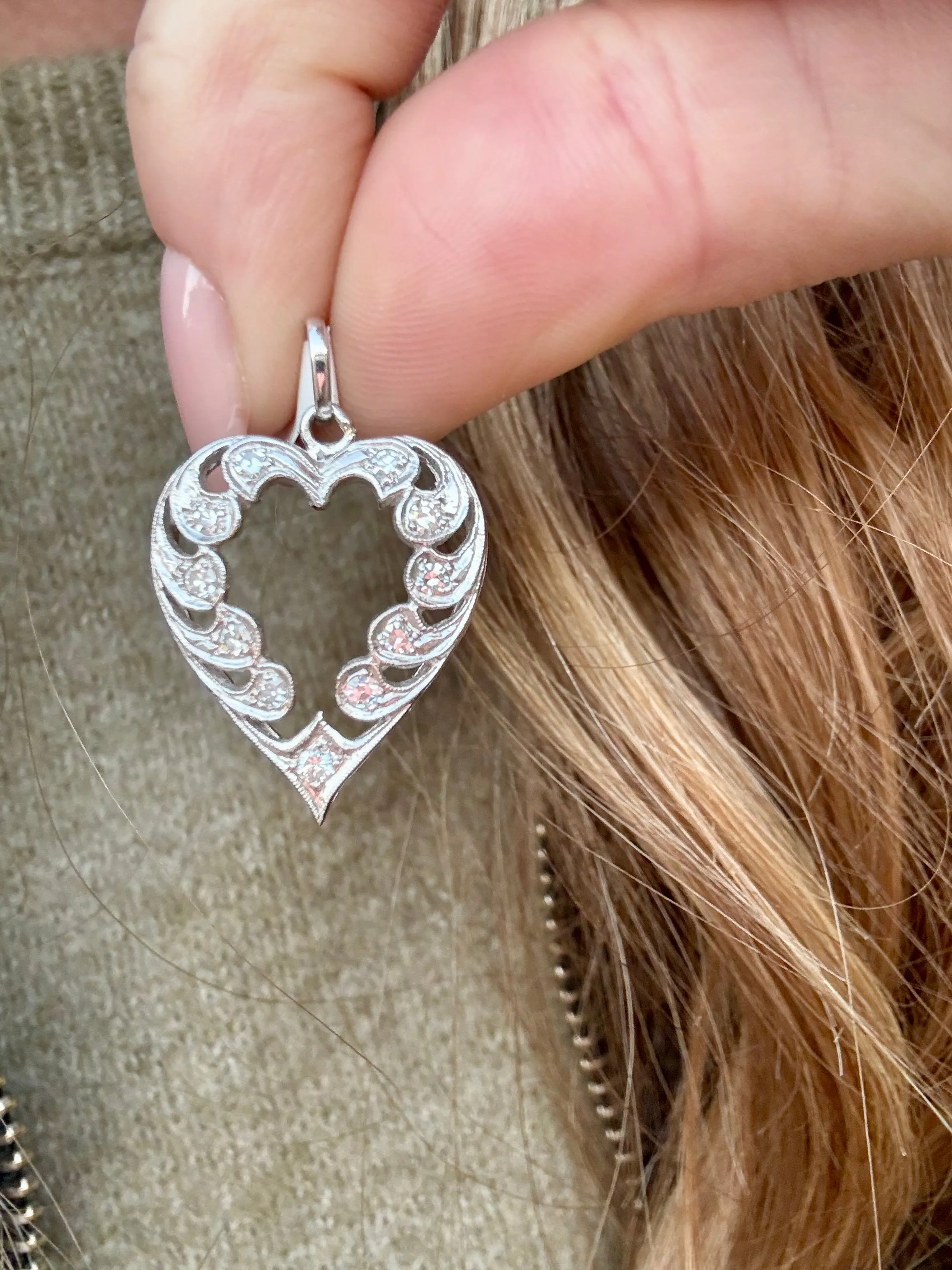 Diamond Heart Charm, 14k