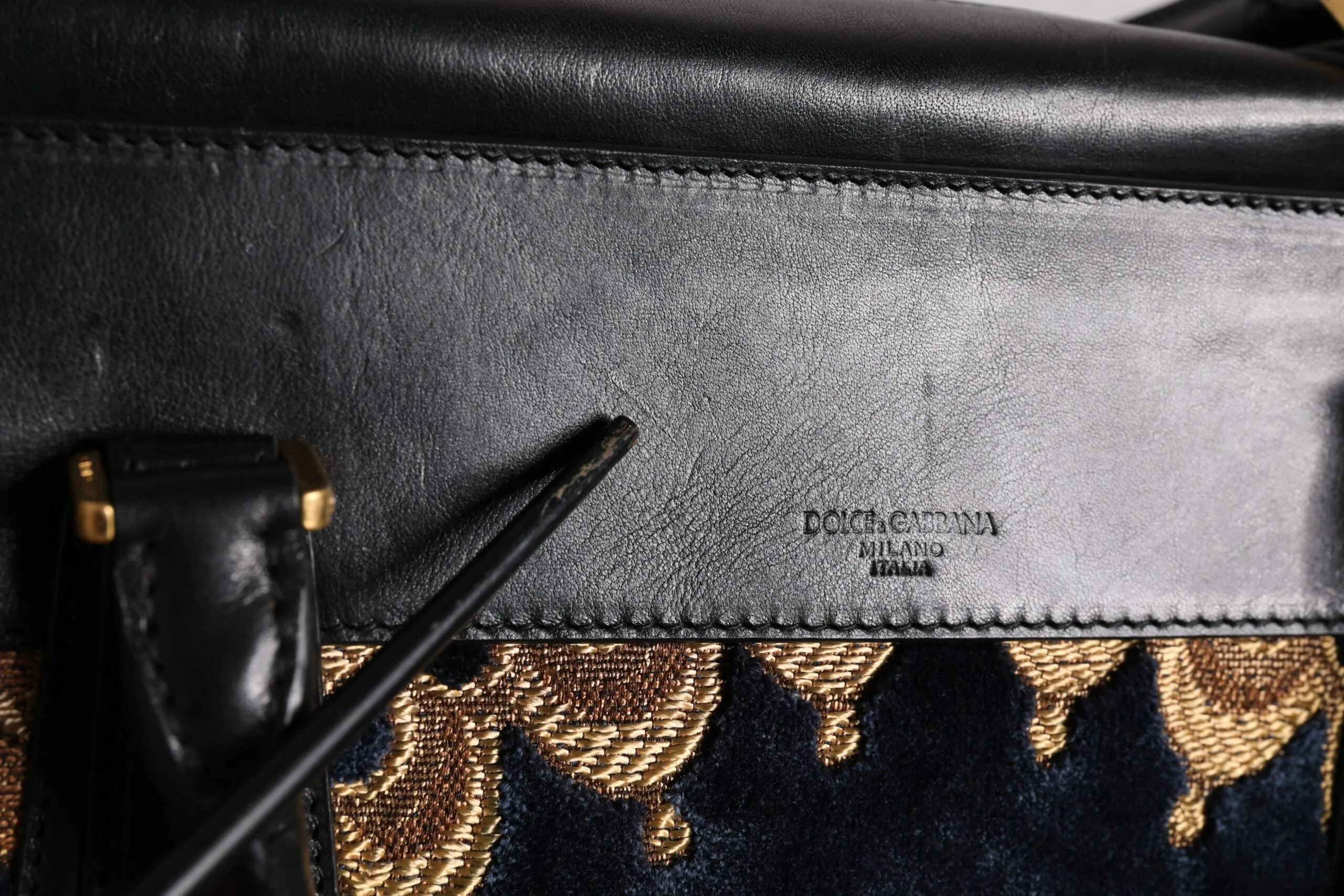 Dolce & Gabbana Black Floral Jacquard Handbag Shoulder Tote Bag