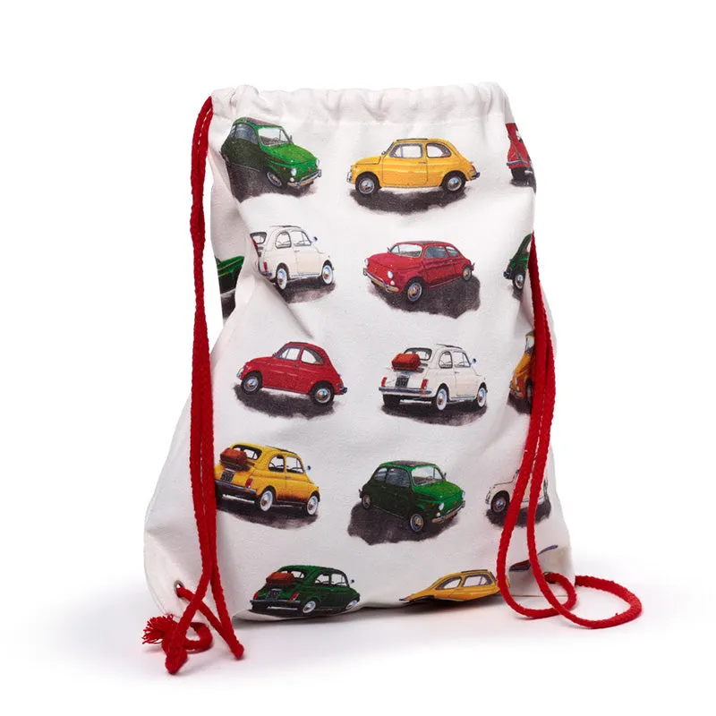 Drawstring Canvas Bag - Fiat 500 Repeat