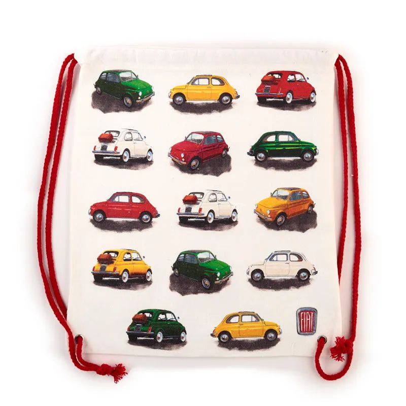 Drawstring Canvas Bag - Fiat 500 Repeat