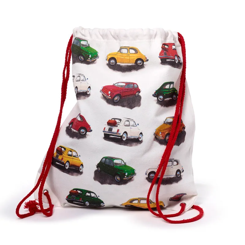 Drawstring Canvas Bag - Fiat 500 Repeat