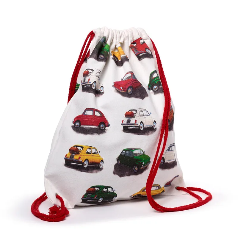 Drawstring Canvas Bag - Fiat 500 Repeat