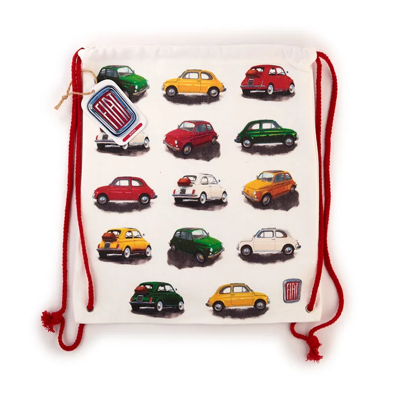 Drawstring Canvas Bag - Fiat 500 Repeat