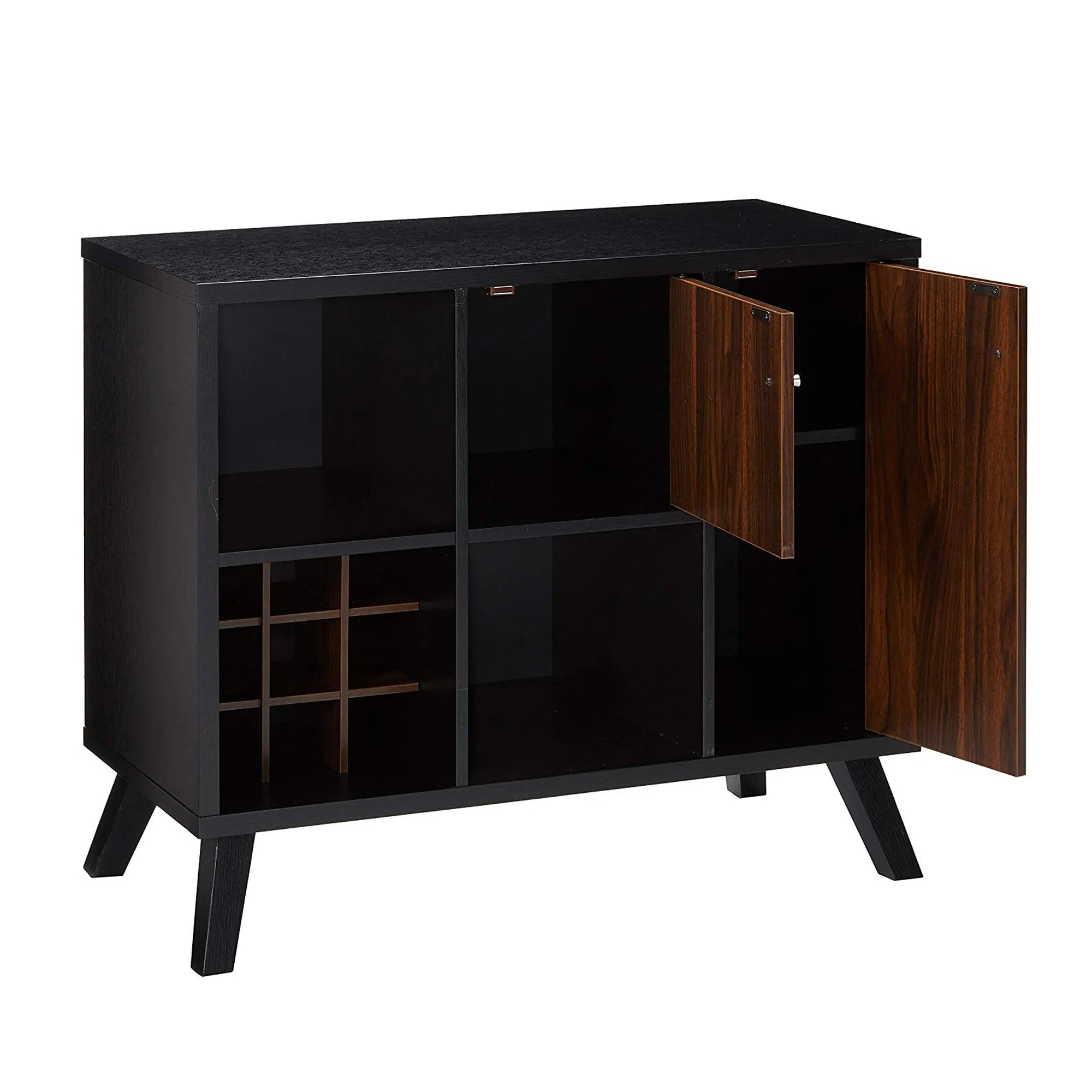 DunaWest Wooden Wine Bar Storage with 2 door cabinet and Storage Cubes