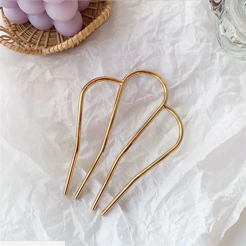 Elegant Gold U-Shaped Hairpin Set