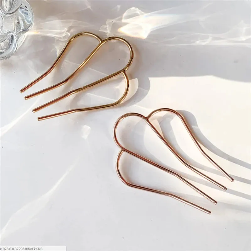 Elegant Gold U-Shaped Hairpin Set