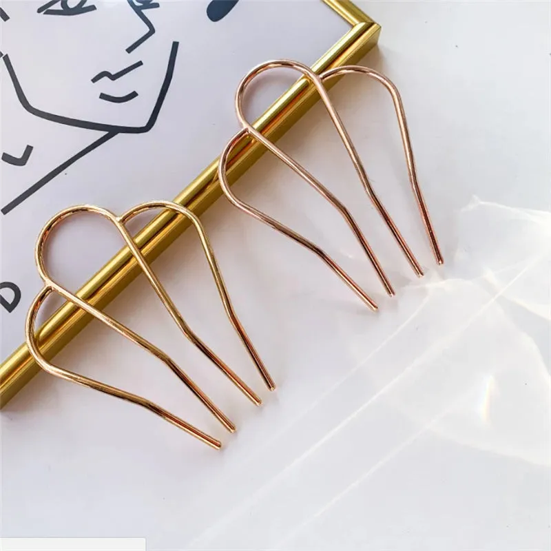 Elegant Gold U-Shaped Hairpin Set
