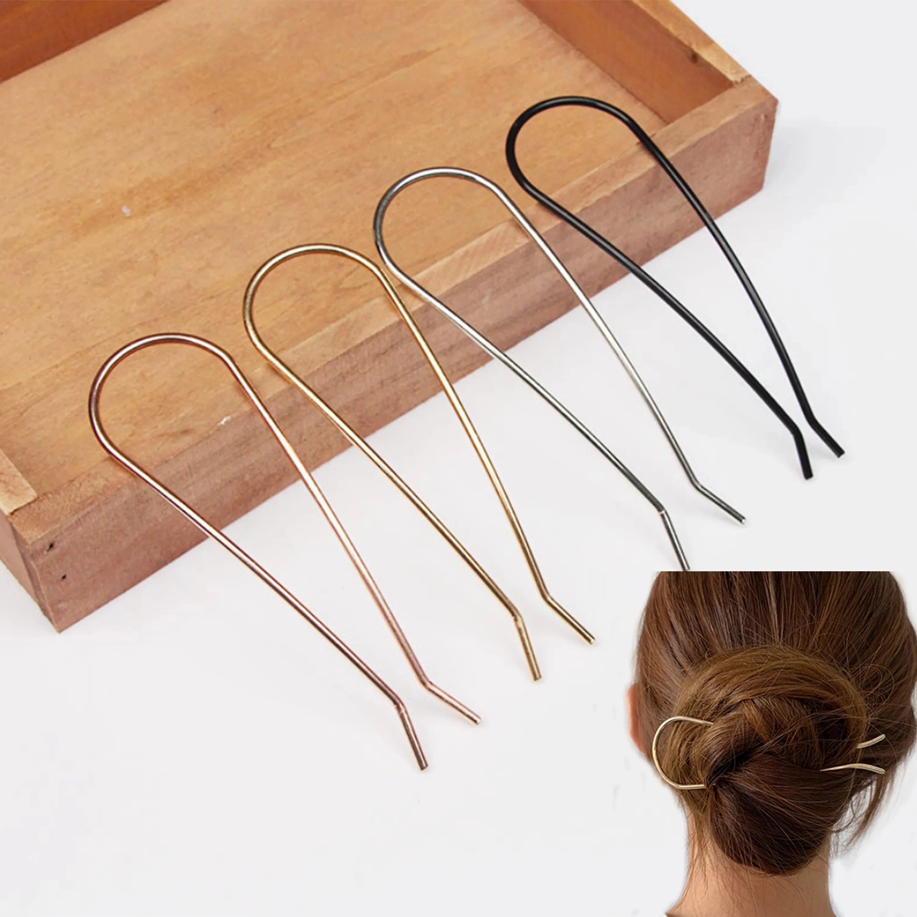 Elegant Gold U-Shaped Hairpin Set