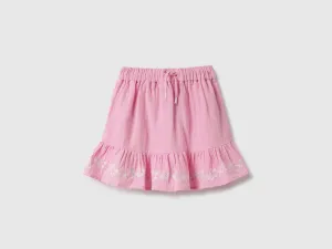 Embroidered Regular Fit Ruffled Skirt